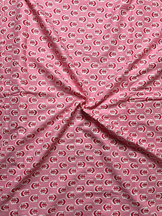 Pink Dabu Butti Cotton Fabric