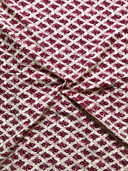 Maroon Beige Dabu Butti Cotton Fabric