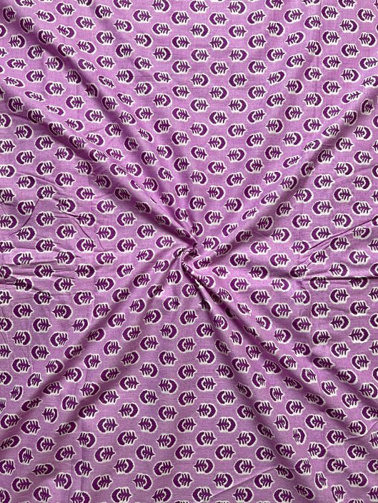 Purple Dabu Butti Cotton Fabric