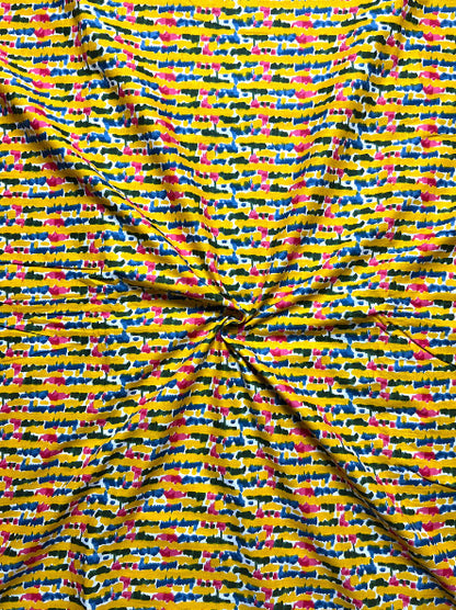 Yellow Dabu Leheriya Cotton Fabric