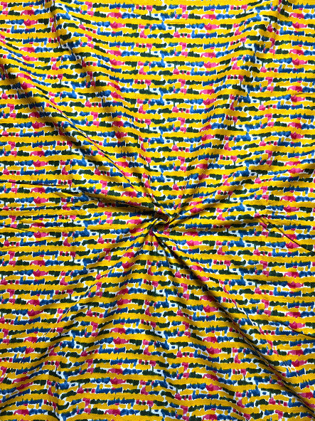 Yellow Dabu Leheriya Cotton Fabric