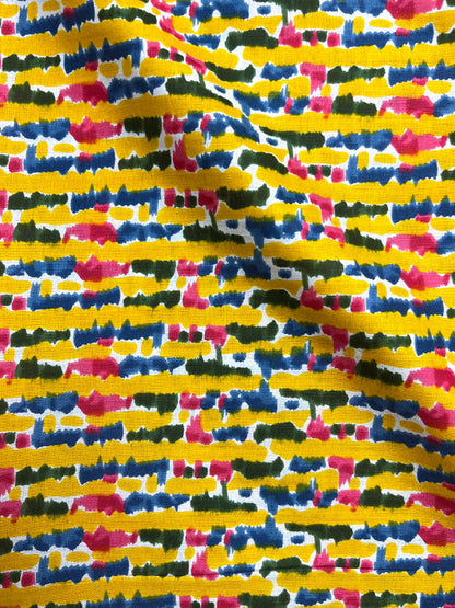 Yellow Dabu Leheriya Cotton Fabric