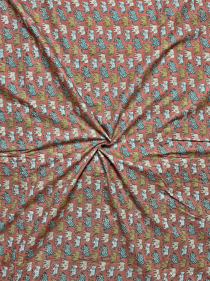 Rust Brown Ajrak Traditional Motifs Cotton Fabric