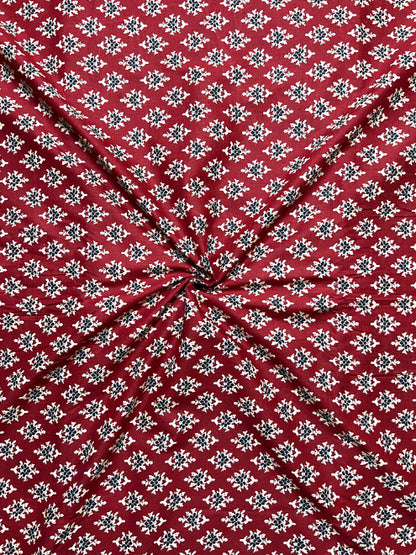Maroon Ajrak Butti Cotton Fabric