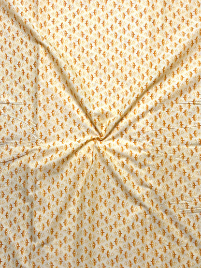 Yellow Dabu Floral Butti Cotton Fabric