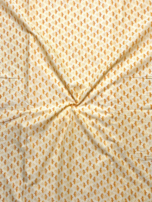 Yellow Dabu Floral Butti Cotton Fabric