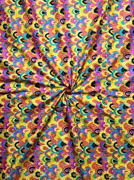 Yellow Multicolor Ajrak Abstract Cotton Fabric