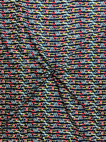 Blue Leheriya Abstract Cotton Fabric