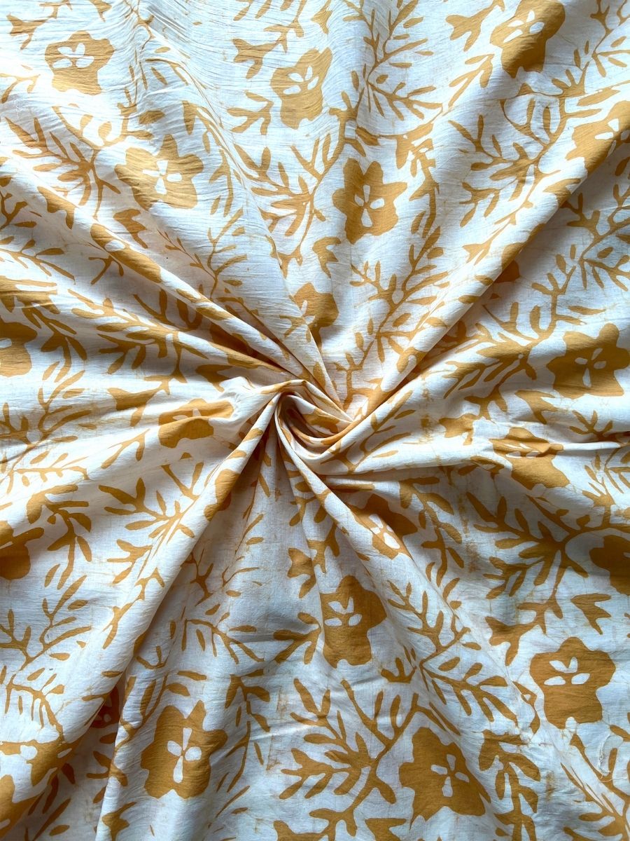 Yellow Batik Cotton Fabric - Dorukh